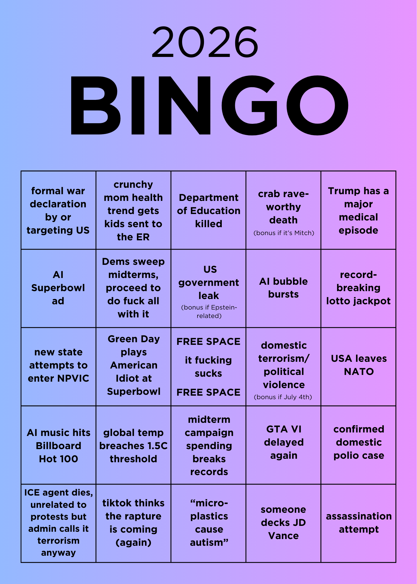 bingo card